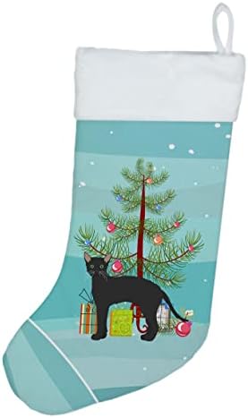 Caroline blaga ck4626cs crni njemački rex mačka Sretan božićni božićni čarapa, kamin viseće čarape božićna sezona zabava