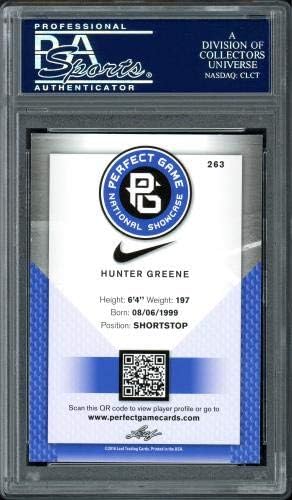 Hunter Greene Autographed Leaf Perfect Game Rookie Card 263 Cincinnati Reds PSA/DNA ITP Stock 128993 - MLB autogramirane