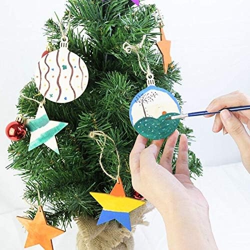 Kubert 120 komada božićnih drvenih ukrasa Okrugli komadi drveta drvena pahuljica Anđeoska zvijezda u obliku božićnog drvca