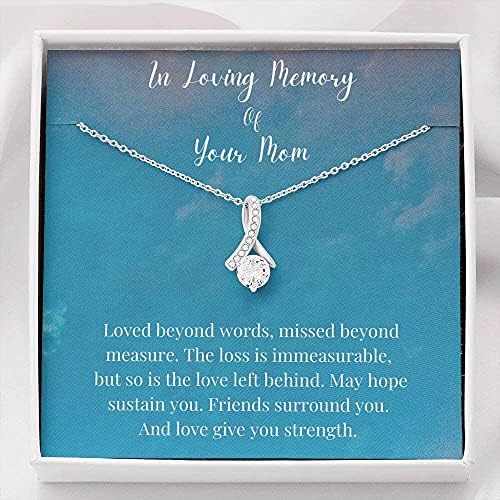 Kartica s porukama, ručno izrađena ogrlica- Personalizirani poklon Petit Ribbon Ogrlica, u ljubavnom sjećanju na vašu mamu,