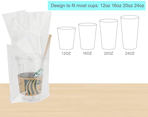 Plastične vrećice za nošenje pića s prozirnom ručkom od 50 kom, jednokratne vrećice za pakiranje pića za kavu/sok/čaj