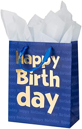 Papirnate vrećice za poklon vrećice od zlatnog metala Sretan rođendan poklon vrećice srednje veličine za rođendan - 10,2,
