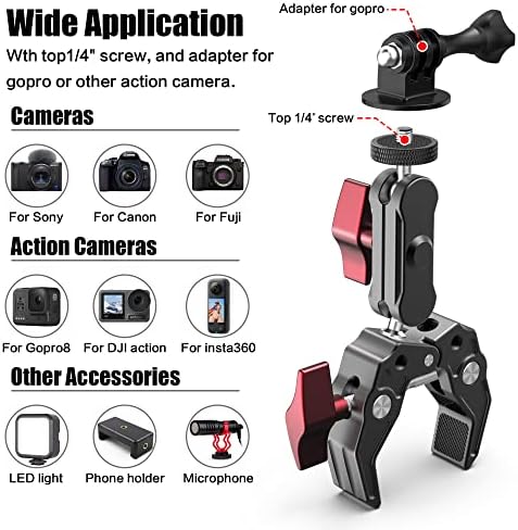 UTV ATV držač za nosač kamere kompatibilan je s GoPro 11/10/9/8/7, odgovara 0,82 -2,36 kabine za role kavez za nosač kamere,
