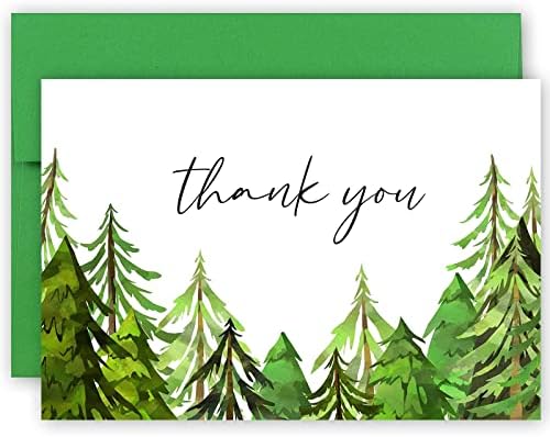 50 zahvalnica sa zelenih šumskih stabala, akvarelne zelene zahvalnice, 4 96 zahvalnice šumskih stanovnika