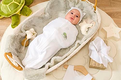 KiddyTurtles Baby Essential organski pamuk 2pcs 0-3 mjeseca SWADDLE & HODED pokrivač Layette Poklon, novorođenče, novorođenče,