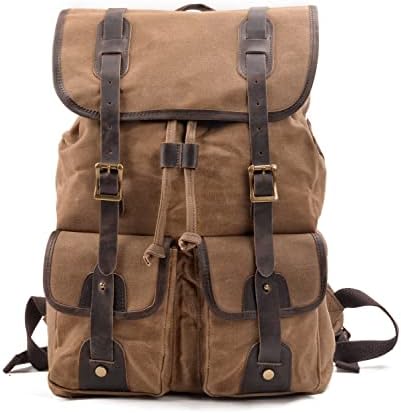 Wudon platno kožni ruksak za muškarce - Vintage platno rame za rame za međunarodna putovanja ruksake