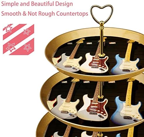 3 Tier Cupcake Stand Musical Instruments Gitar Desert Table Rasine Posluživanja za zabave za zabave