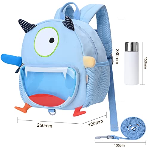 Gagaku Mini Toddler Ruksak za dječake star 2-6 godina s povodom, anti-Lost Kids predškolski crtani ruksak-plava