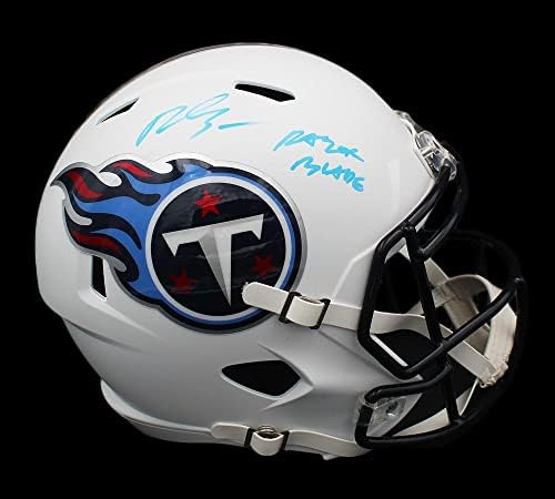 Rashan Evans potpisao je bijelu matiranu kacigu NFL-a u punoj veličini s natpisom britva - NFL kacige s autogramom