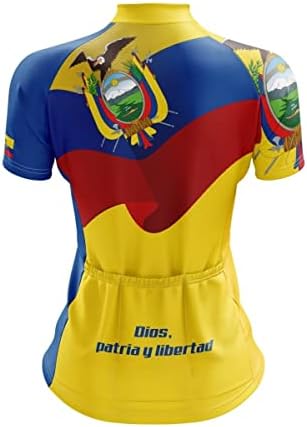 Mount Yale Outdoor Company Team Ekvador koji ponosno maha ženskim žutim biciklističkim dres & bib kratkom