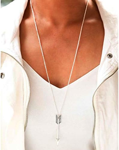 Ogrlica s dugim džemperom srebrni lanac s privjeskom od strelice nakit za žene i djevojke