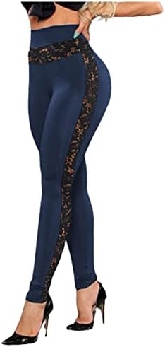 Žene visoki struk za šivanje čipkaste stražnjice za dizanje joge noge solidne elastične tijesne hlače Summer casual sportovi