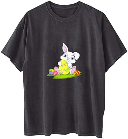 Ženske majice ljeto Happy Uskrs Bunny Ear Graphic Tees O vrat kratki rukav Top Teen Girl Slatka aktivna košulja