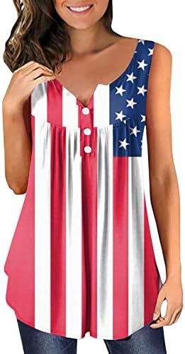 4. srpnja Košulja TENK TOPS za žene USA zastave Summer Casual Sluša bez rukava Patriotske zvijezde Stripes Atletic Tank Tops