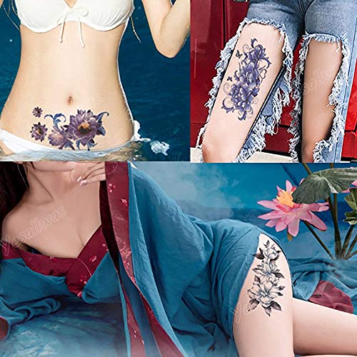 YesAllwas 8 listova plava lažna ruža tetovaža privremene cvjetne tetovaže za žene vodootporno rame prekrasni cvjetni dizajni