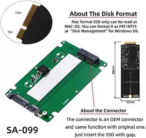 CABLECC 2.5 SATA 22PIN do A1425 A1398 MC975 MC976 MD212 MD213 ME662 ME664 ME665 SSD Tvrdi disk priključak