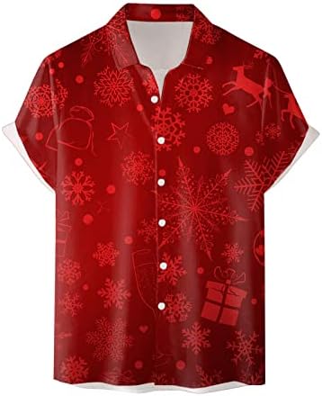 Wybaxz 2022 Božićni muškarci casual kratki rukav jesen zima božićni 3d tiskane košulje modne gornje bluze majice muškarci