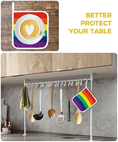 3 pakiranja držača lonca za kuhinje vruće jastučiće s visećim petljama Rainbow Šarena vodoravna pruga za kuhanje za kuhanje