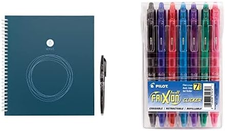 Rocketbook Wave Smart Notebook i pilot frixion kliker uvlači se olovke za brisanje gel-a, fina točka, razne boje u boji,