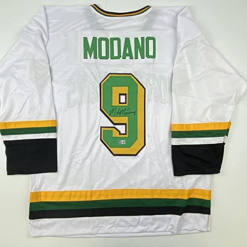 Autografirani/potpisani Mike Modano Minnesota White Hockey Jersey Beckett Bas CoA