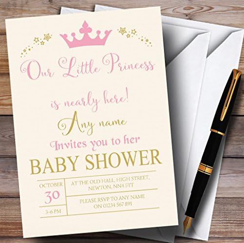 Pink Crown Princess pozivnice za bebe tuširanje