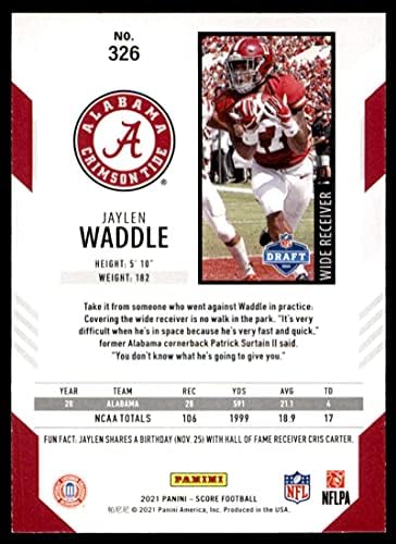 2021 rezultat 326 Jaylen Waddle RC Rookie Alabama Crimson Tide NFL nogometna trgovačka karta