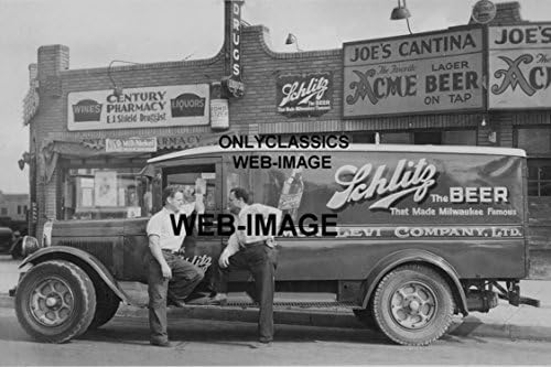 Samo Classics iz 1933. godine stari Schlitz pivski kamion Acme Lager Sign 8x12 Photo Joe's Cantina Brew Bar