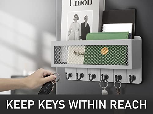 Držač ključa za rebee vid za zidni set: 14 '' lučni nosač ključeva s 5 metalnih kuka i 13 '' košarica za organizator pošte