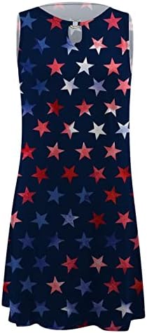 4. srpnja haljine Okrugle vratne zvijezde zastava Printani neovisnost Dan haljina Mini Sundress