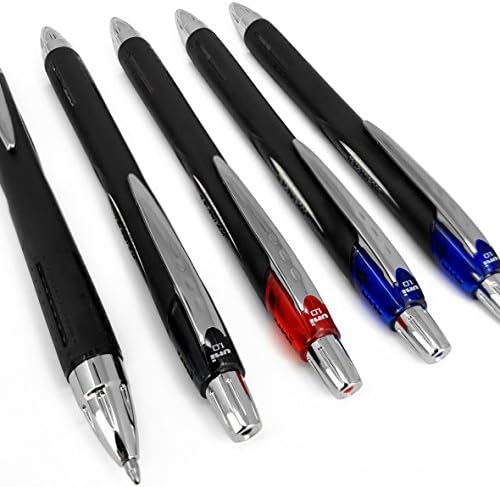 Uni -Ball - JetStream SXN -210-1,0mm uvlačiva olovka s rolanjem - pakiranje od 5 - [2 crno, 2 plava, 1 crvena]