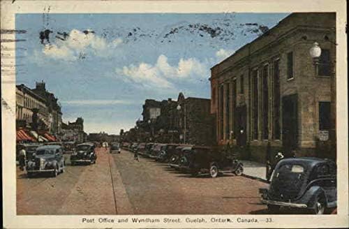 Pošta i Vindham Street u Guelphu, Ontario, na originalnoj antičkoj razglednici Kanade