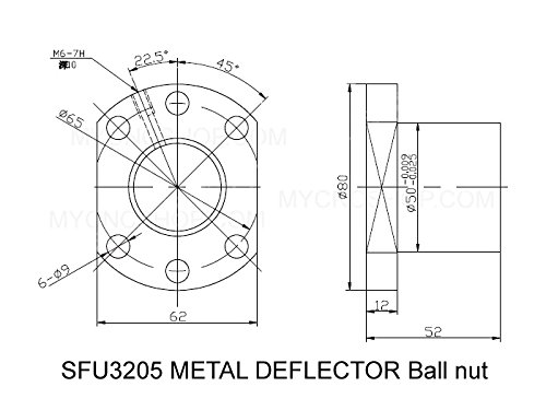 Loptu vijak FBT SFU3205 RM3205 OVL promjera 1050 mm - C7 + lopta matica s jednim prirubnicom metalno deflektor SFU3205 +