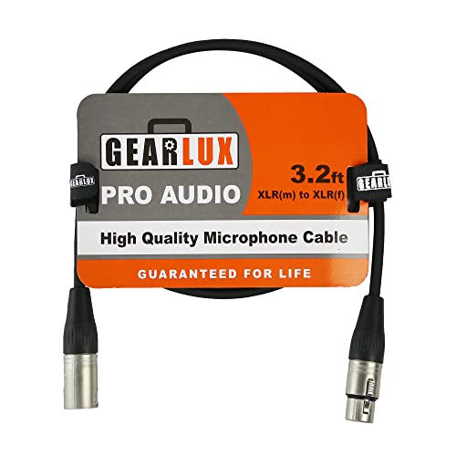 Gearlux XLR kabel mikrofona, potpuno uravnotežen, muški do ženke, crno, 3,2 stopa - 2 pakiranja
