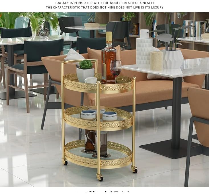 Jahh Europski stil zlatni hotelski bar kolica s kolicama Mobile rukom gurajući blagovaonicu za obrok bočne voćne kolica reklama