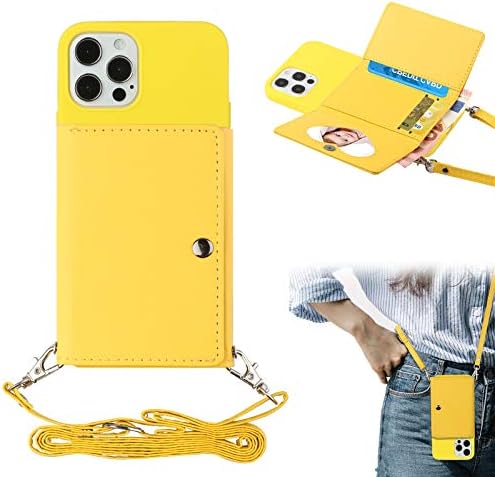 Torbica za telefon s vezicom kompatibilna s torbicom za novčanik s naramenicom za žene s remenom Od PU kože s držačem kreditne