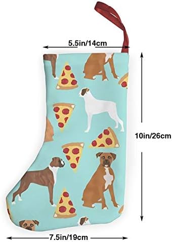 ~ Boxer Dog Pizza božićne čarape- 10 inčni božićne čarape kamin Viseće čarape za obiteljski božićni ukras za odmor sezona