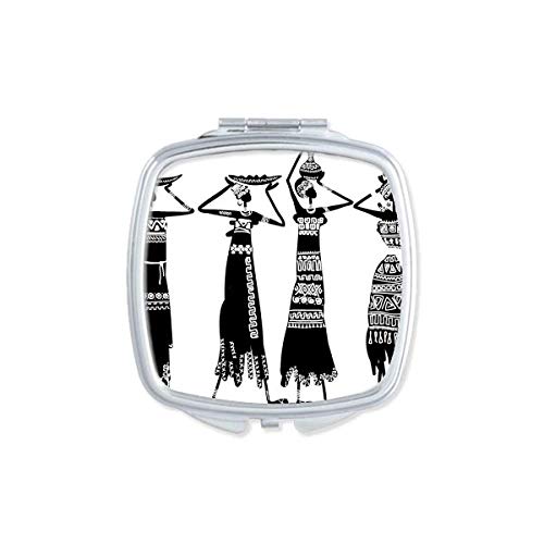 Afrika od perita oblači aboridžinske crne toteme ogledalo prijenosna kompaktna džepna šminka dvostrana staklo